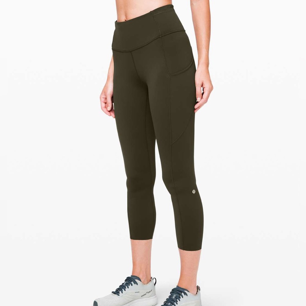 Lululemon Fast and Free High-Rise Crop II 23" Non-Reflective
Dark Olive | Size 0